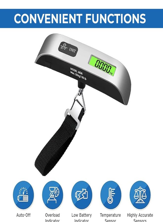 Importados unknown Luggage Scale, Digital Portable Handheld Suitcase, Travel Hanging Baggage with Backlit LCD Display, 50kg/110Pounds - Image 3